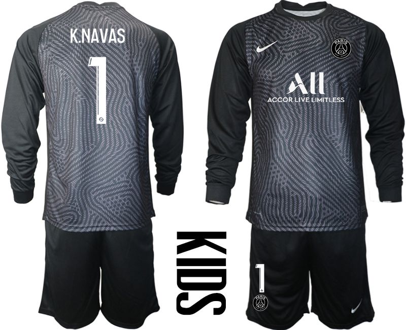 Cheap Youth 2020-2021 club Paris St German black long sleeve goalkeeper 1 Soccer Jerseys